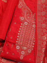 Neck Embroidered Chanderi Unstitched Suit With Dupatta